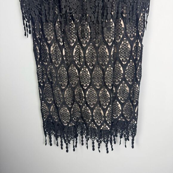 STONE COLD FOX | Iowa Black Lace Off-Shoulder Dress Nude Lining Women’s Size M/L - Picture 7 of 12